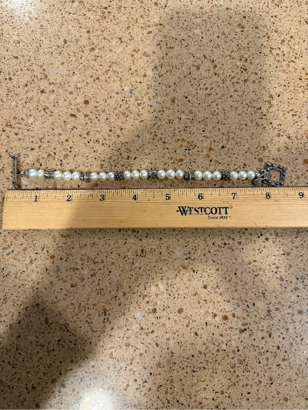 Silpada White Pearl and Silver Toggle Bracelet